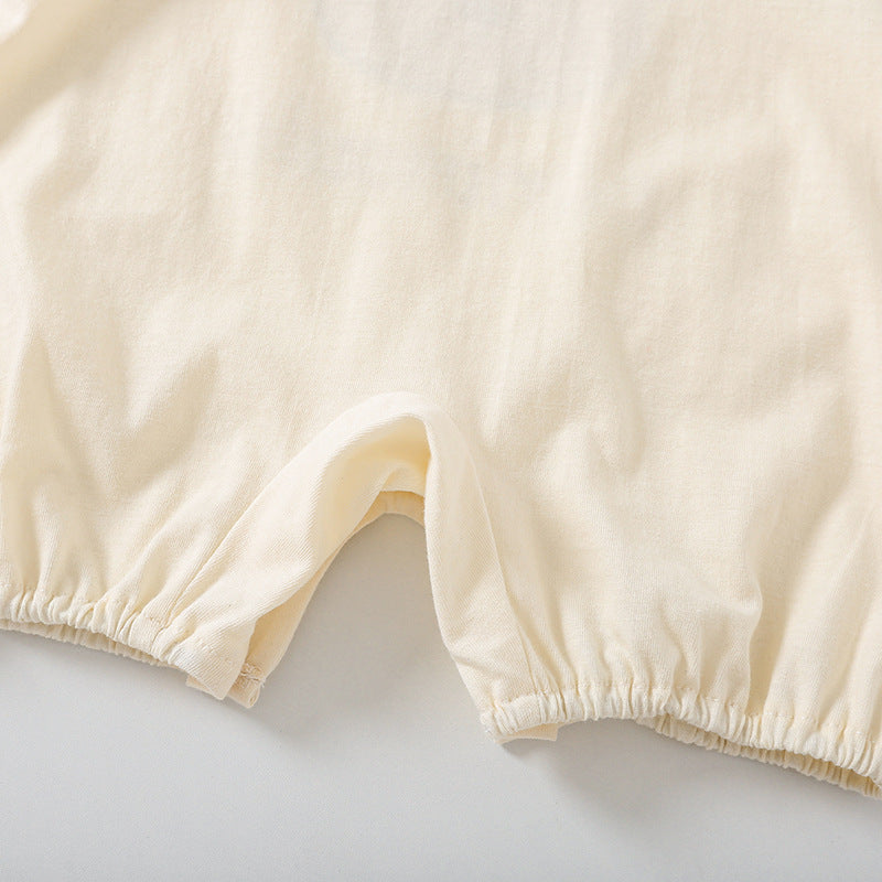 Adorable Bear Print Short-Sleeve Romper for Babies