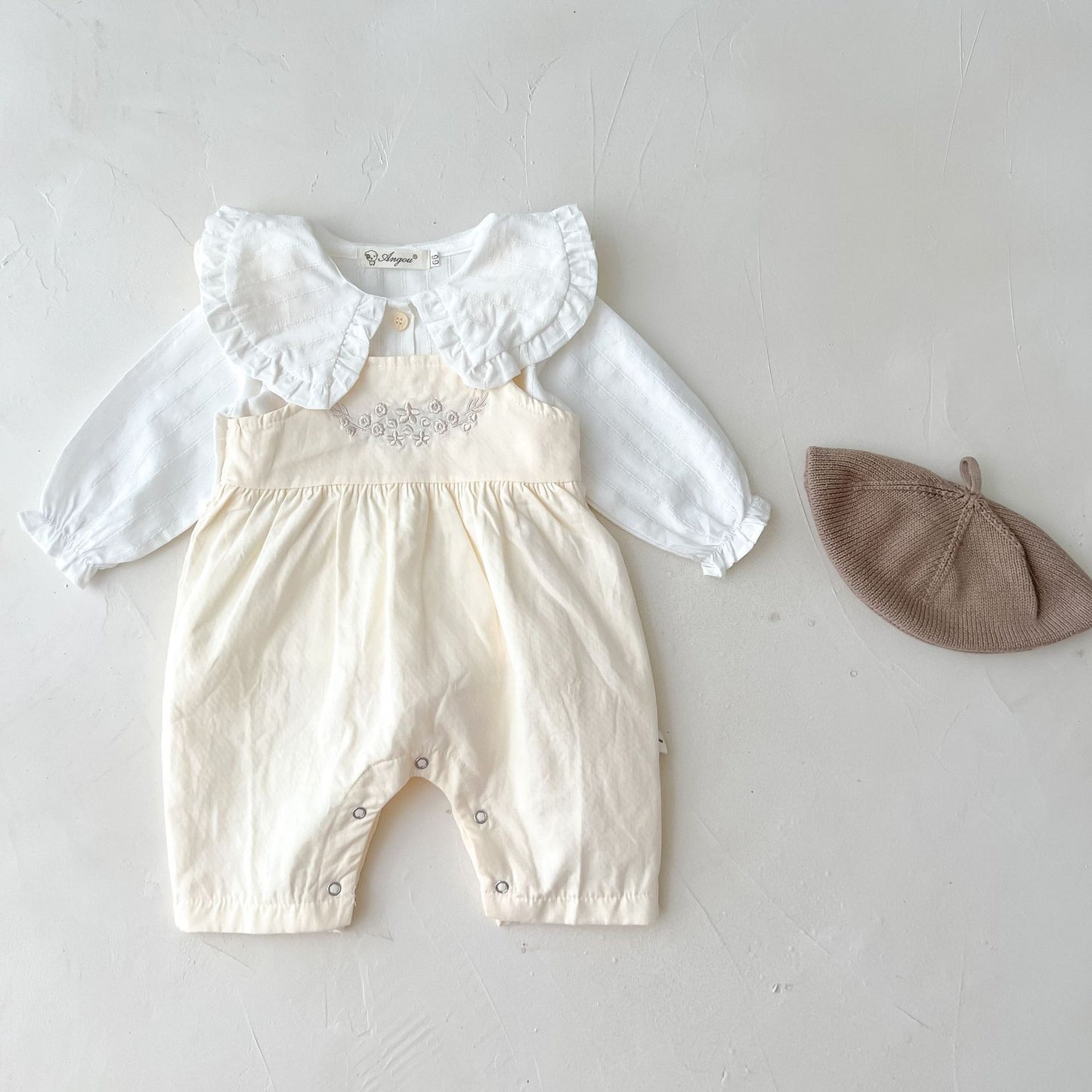Charming Cotton Suspender Pants Set for Baby Girls