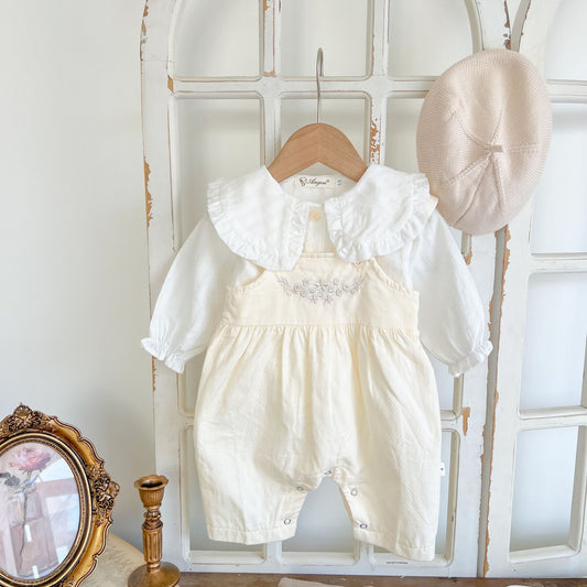 Charming Cotton Suspender Pants Set for Baby Girls
