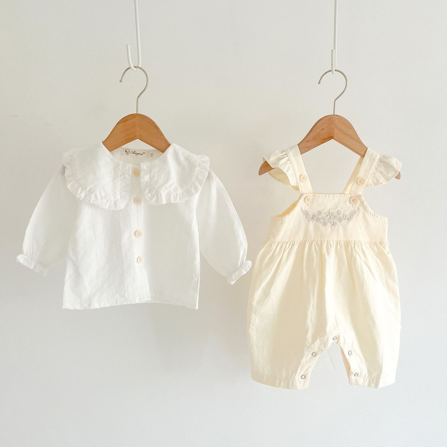 Charming Cotton Suspender Pants Set for Baby Girls