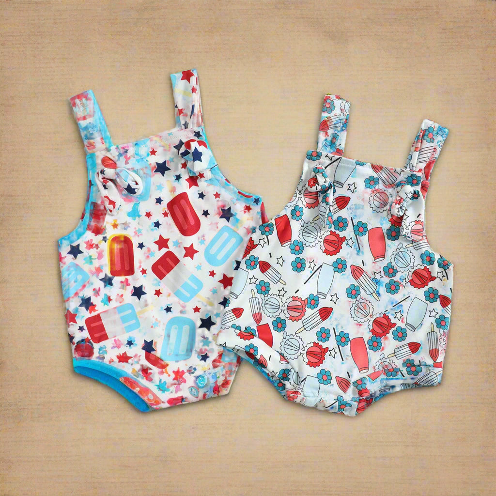 Baby Printed Front Knotted Suspender Pants