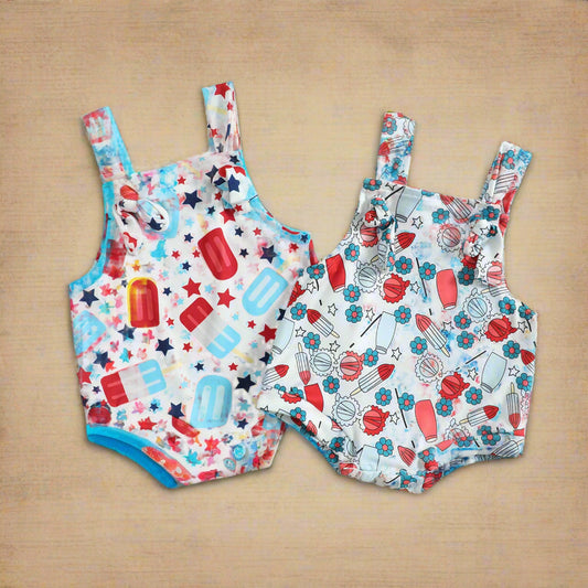 Baby Printed Front Knotted Suspender Pants