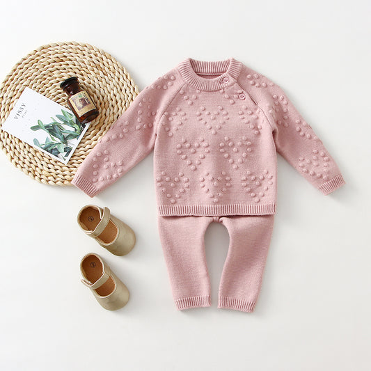 Children's Knitted Love Sweater And Pants Set
