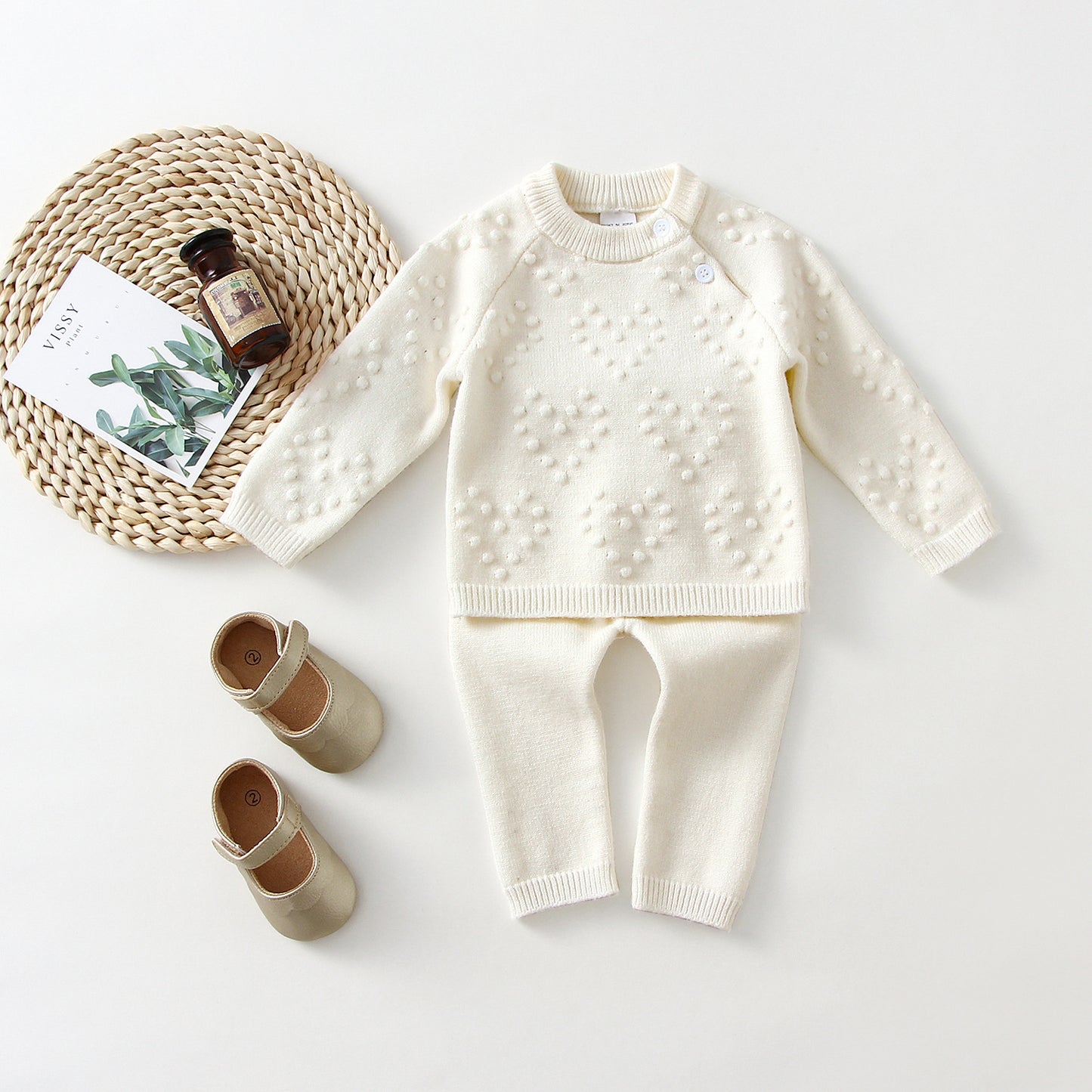 Children's Knitted Love Sweater And Pants Set